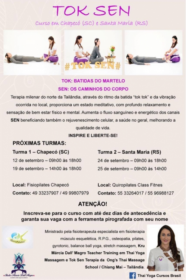Tok Sen: Curso em Chapec/SC e Santa Maria/RS